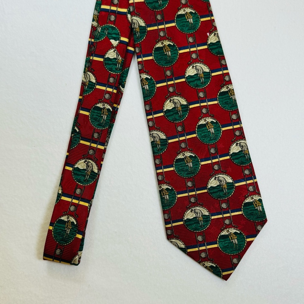 Robert Talbott Red And Green Patterned Golf Tie - image 4